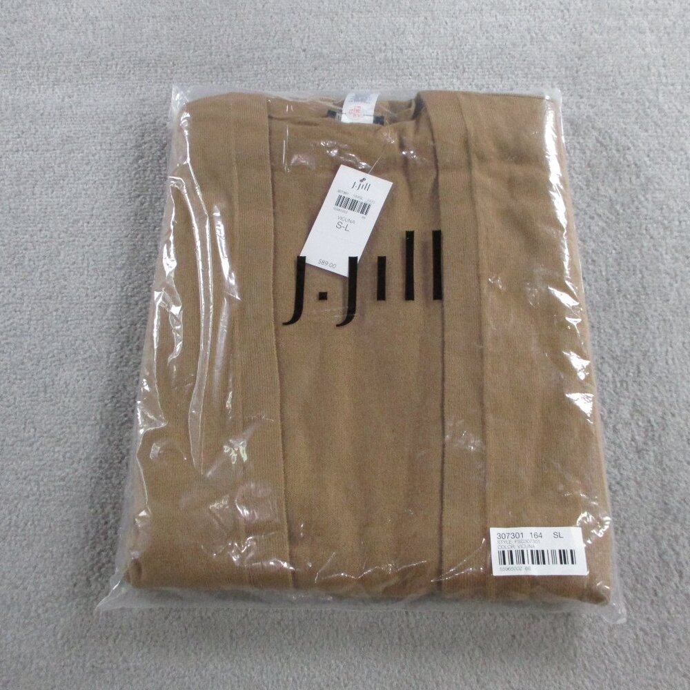 J Jill Luxe Rib Trimmed Knit Ruana Vicuna Tan Womens Small Long Cardigan NWT - Picture 2 of 5